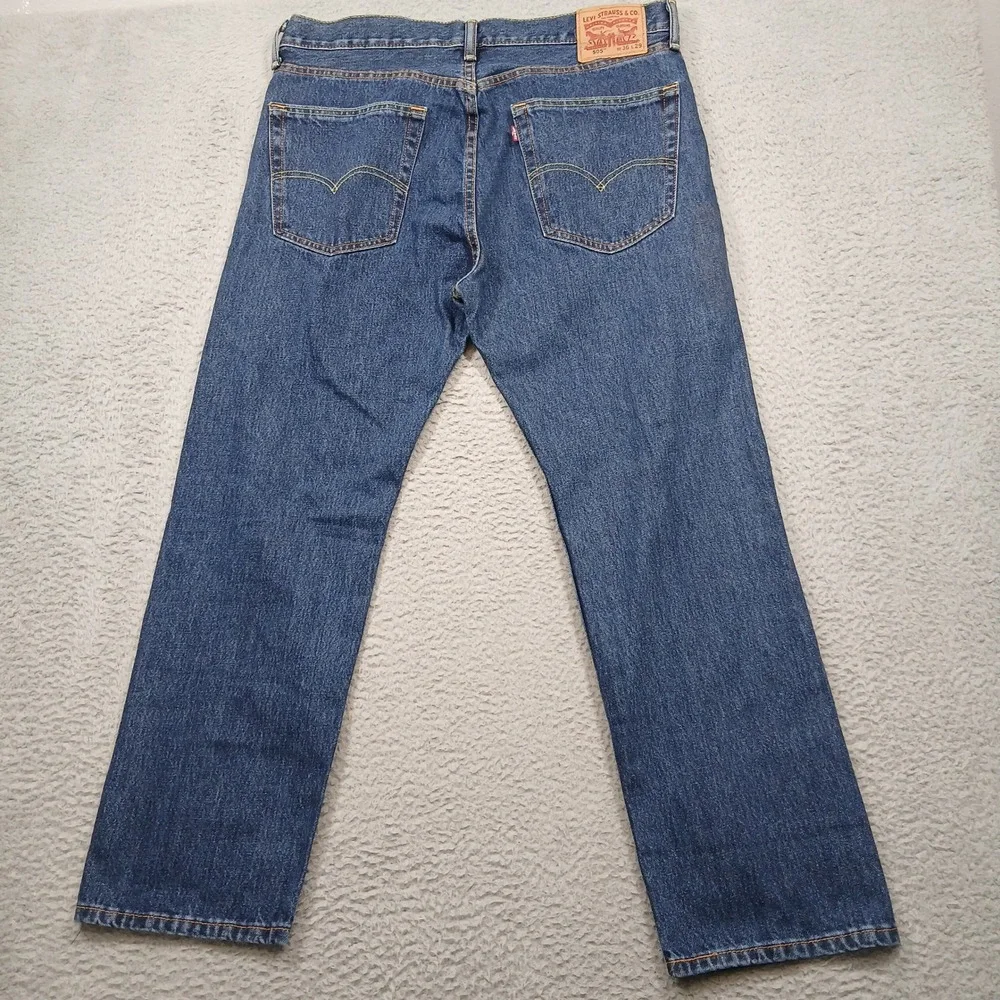 Levi's 505 Regular Fit Jeans‎ Mens 36x29 Dark Wash Straight Leg Denim